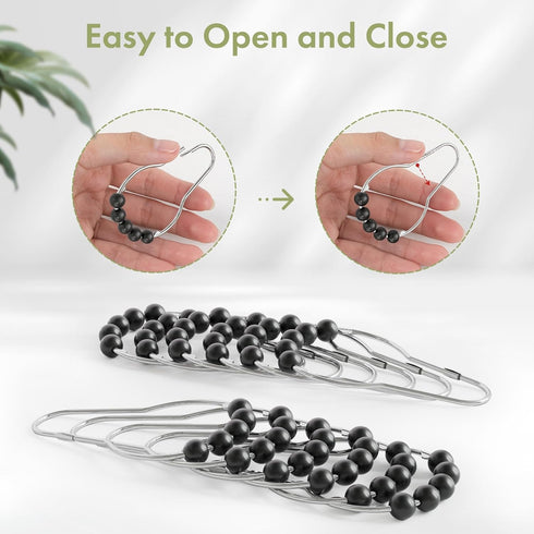 Amazer Black Shower Curtain Hooks, Decorative Rust Proof Acrylic Balls Shower Curtain Hooks, Stainless Steel Shower Hooks for Shower Curtain Bathr...
