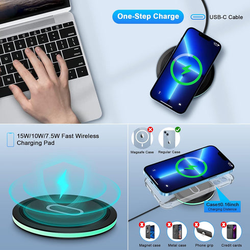 15W Fast Samsung Wireless Charger Pad with Quick Charge Wall Charging Block for Samsung Galaxy S24 S23 FE Ultra S22 S21 fe S20 Z Fold Flip 5 4,iPh...