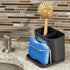 Home Basics Sink Caddy with Tray, Black | Removable Tray | 2 Divided Sections | Metal Bar for Sponge...