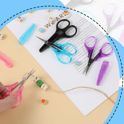4Pcs Tiny Scissors, Stainless Steel Small Classroom Scissors With Protective Cover Crafting Scissors Suitable for Office Home and School...
