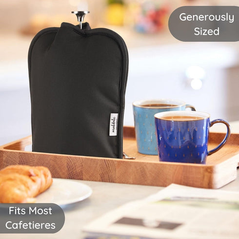 French Press Cozy Cover Insulated in Black - French Press Warmer Koozie Insulator Designed to Keep your Coffee Warmer for Longer - Cafetiere Cover...