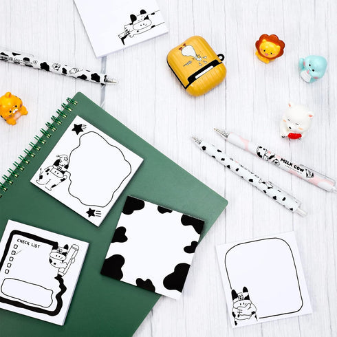 18 Pieces Cow Print Stuff, 12 Cow Pens and 300 Sheets Cow Notes with 5 Styles, Aesthetic Pens, Cow Print Gifts for Christmas Office School Supplie...