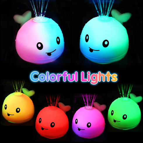 2024 Upgraded Baby Bath Toys, Rechargeable Light Up Bath Toys for Kids 1-3 Babies 6-12 12-18 Months, Whale Sprinkler Spray Fountain Water Pool Bat...
