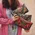 Floral Embroidered Boho Wristlet Women Girls Evening Clutch Bags Handbags Handmade Beach Bag With Lanyard...