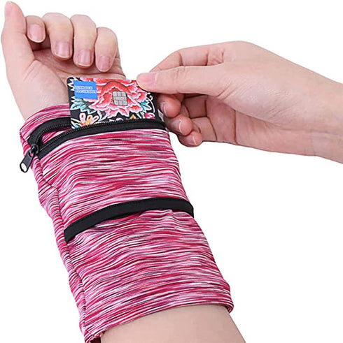 3Pcs Wrist Wallet with Zipper, Lightweight Phone Wristband for Running, Breathable Wrist Cell Phone Pouch with 2 Pockets, Wrist Phone Holder for S...