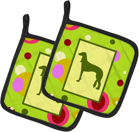 Caroline's Treasures CK1146PTHD Saluki Pair of Pot Holders Kitchen Heat Resistant Pot Holders Sets Oven Hot Pads for Cooking Baking BBQ, 7 1/2 x 7...