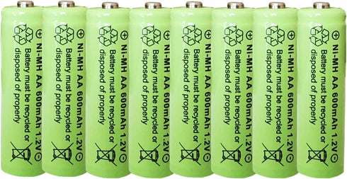 1.2V Ni-Mh AA 600mAh Rechargeable Batteries for Outdoor Solar Garden Lights (8 Pack)...