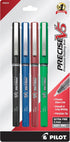 Pilot, Precise V5, Capped Liquid Ink Rolling Ball Pens, Extra Fine Point 0.5 mm, Black/Blue/Red/Green, Pack of 4...