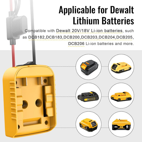 2 Packs Power Wheel Adapter for Dewalt 20V Battery, Power Wheels Battery Converter Kit with Switch & Fuse & Wire Terminals & 12 AWG Wire for DIY R...