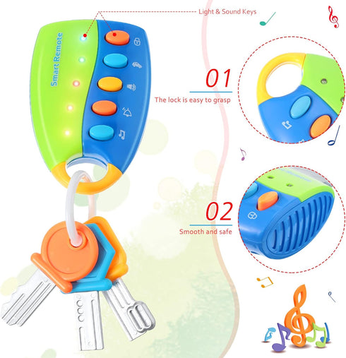 Skylety Musical Smart Remote Key Toy Fake Car Toy Keys with Sound and Lights Fun and Educational Key Toys for Travel Play (Batteries Not Included)...