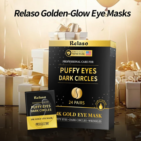 Under Eye Patches, Dermatology Golden Eye Mask with Amino Acid & Collagen, Cooling Eye Care for Wrinkles, Puffy Eyes & Dark Circles, Skincare Trea...