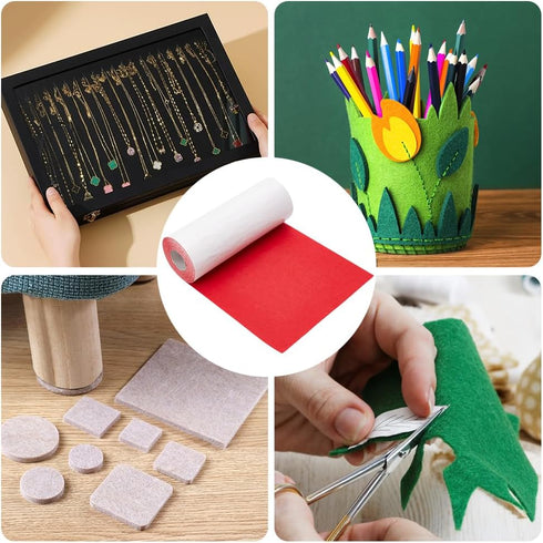 BENECREAT 13 Feet Red Self Adhesive Felt Fabric 10 x 157 Inch Large Felt Fabric Roll Shelf Liner for DIY Costume Making Jewelry Box Drawer Liner V...