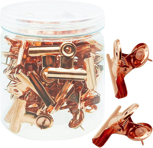 32 Pieces Push Pins Clips, Thumb Tacks with Clips, Heavy Duty Clips with Pins, Cork Board Tacks Bulldog Clips, Pinning No Holes for Paper, Creativ...