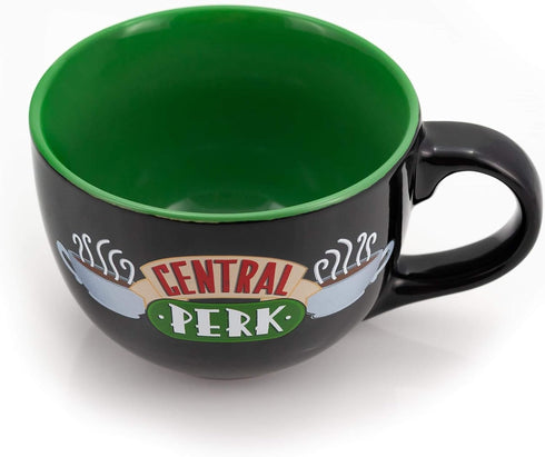 Silver Buffalo FRIENDS Central Perk Black Ceramic Mug Oversized for Coffee, Soup, 24 Ounces...