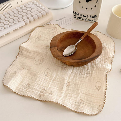 BuLuTu 100% Cotton Muslin Kitchen Towels with Cute Animals Pattern Soft and Super Absorbent Dish Towels Cleaning Rags, 4 Pack 100% Cotton Super Ab...