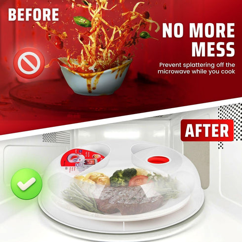 Flexzion 10 Inch Small Microwave Splatter Cover - BPA-Free Anti-Splatter Microwave Cover with Adjustable Steam Vent, Dishwasher Safe, Transparent ...