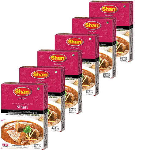 Shan - Nihari Masala Seasoning Mix (60g) - Spice Packets for Slow Cooked Meat Stew (Pack of 6)...