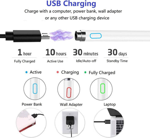 Stylus Pens for Touch Screens,Active Stylus Compatible with Apple,Capacitive Pencil for Kid Student Drawing, Writing,High Sensitivity,for Touch Sc...