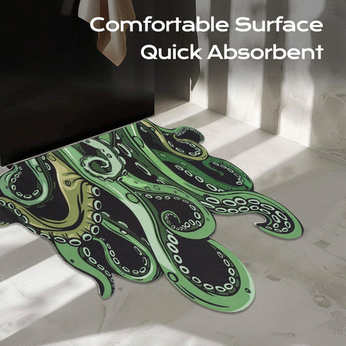 Cthulhu Tentacles Funny Bath Mat Non Slip, Unique Octopus Goth Cool Rug Diatomaceous Earth Shower Mat, Super Absorbent Bathroom Floor Mat, Cute Ho...