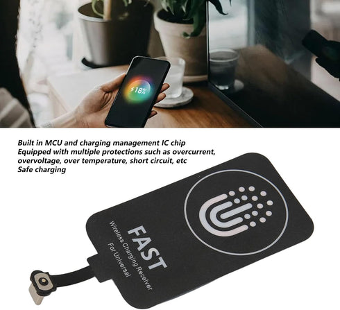 Charging Adapter USB C, Fast Receiver for Type C Devices, Ultra Slim 1000mAh Charging & 2000mAh Magnetic Suction Charging Receiver Adapter...