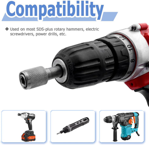 Mesee 5 Pieces SDS-Plus Shank Drill Chuck Adapters SDS PLUS to 1/4" Hex Socket Adapter Converter 1/4 Inch Hex Shank Screwdriver Drill Bit Holder f...
