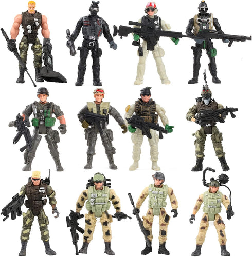 Liberty Imports 12 Pack: US Military Toy Soldiers Playset Army Men Action Figures with Realistic Weapons Gear Combat Accessories for Kids Pretend ...