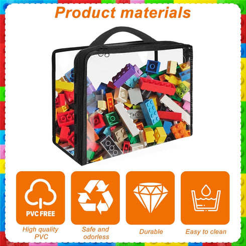 6 Pack Extra Large Toy Storage Bags PVC Organizing Bags with Zippered, Toy Storage Organizer with Portable Handheld?Waterproof Toy Bags for Board ...