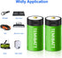 Rechargeable D Batteries, 2-Pack 1.5 Volt 12000mWh Li-ion D Battery for Household and Office Devices...