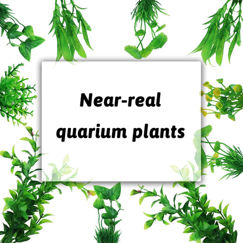 Fish Tank Accessories Green Plants, 10pcs Green Fish Tank Decorations, Aquarium Decor Plastic Plants...