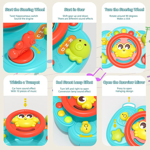 Steering Wheel Toy Baby Boy Learning Toys 6-12 Months Old Toys,6 7 8 9 Month Old Baby Boy Toys,Interactive Baby Toys for 1 Year Old,Kids Driving S...