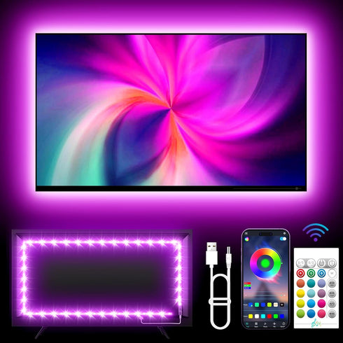 TV Backlights, 13.1FT LED Lights for 32-65 Inch TV, RGB TV LED Lights Behind, Music Sync Bluetooth APP and Remote Control TV LED Strip Lights USB ...