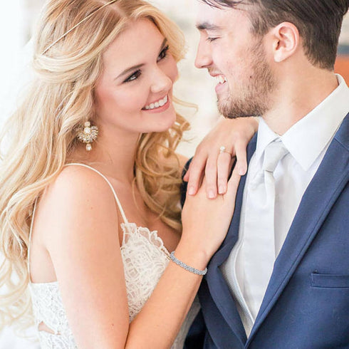 Hadskiss Wedding Tennis Bracelet for Brides Bridesmaid, White Gold Plated Marquise Cubic Zirconia Prom Jewelry, Silver Bracelet Wedding Party Jewe...