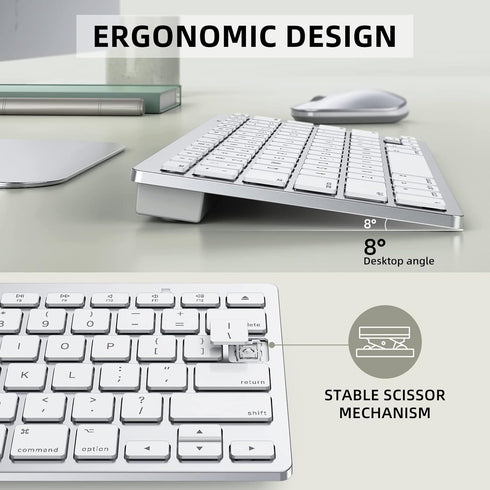 Bluetooth Keyboard and Mouse for Mac, OMOTON Ultra-Slim Keyboard and Mouse Combo, Wireless Keyboard and Mouse for MacOS, MacBook Pro/Air, iMac, Ma...