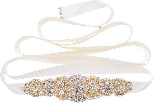Women's Bridal Belt Rhinestone Wedding Sash Belts with Crystal Beads Pearls for Dresses and Gowns...
