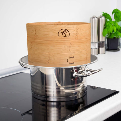 Bamboo Steamer Ring Adapter | Fits 8" to 13" Bamboo Steamer Basket | Stainless Steel Steaming Ring for Dumplings, Dim Sum, Veggies, and Cooking Es...