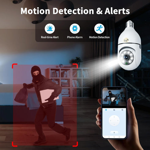 OJR 2K HD Light Bulb Security Camera, 5G/2.4G WiFi PTZ Camera Wireless Outdoor, Motion Detection and Alarm, Full Color Night Vision, Two-Way Audio...