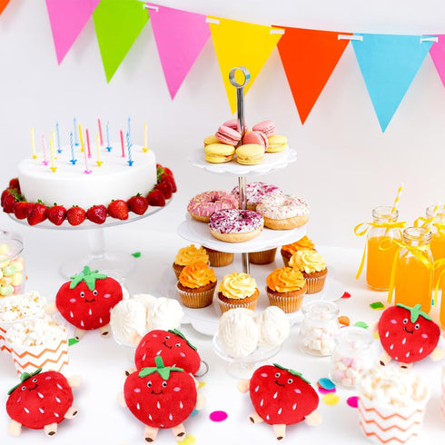 XunYee 24 Pcs Cute Strawberry Fruit Keychains Plush Pendant Red Plush Stuffed Kawaii Charm Goodie Bag for Strawberry Party Favor...