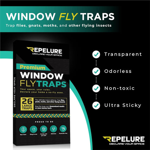 Window Fly Trap (26 Pack) XL Traps, Indoor for Home, Sticky Traps for Flying Bugs, Insects, Gnats, Moths and Fruit Flies, Non-Toxic, Waterproof, a...