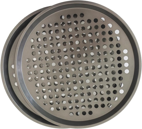 11Inch Pizza Pans with Holes, Nonstick Round Pizza Trays for Toaster Oven, Carbon Steel Pizza Baking Pan Set for Fresh & Frozen Pizza, Vented Pizz...