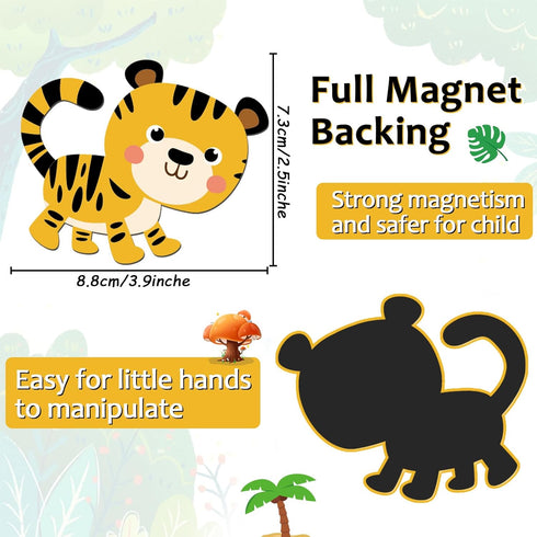 30PCS Jungle Fridge Magnets Safari Animals Refrigerator Magnets Set Removable and Reusable Magnets for Kids Toddlers and Adults Classroom Home Nur...