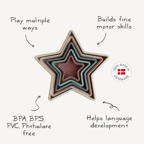 mushie Nesting Stars Toy 10pcs | Made in Denmark (Original) 10 Months+...