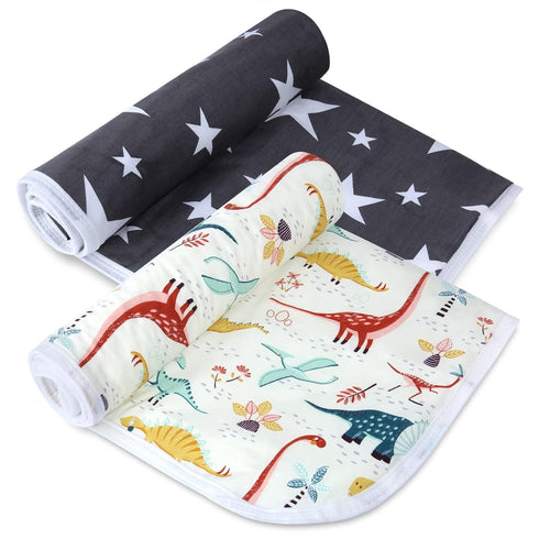 2Pcs Diaper Changing Pads for Baby, Dinosaur Change Mat, 3Layers Waterproof Change Pad Foldable Absorbent Mats for Women, Reusable Incontinence Un...