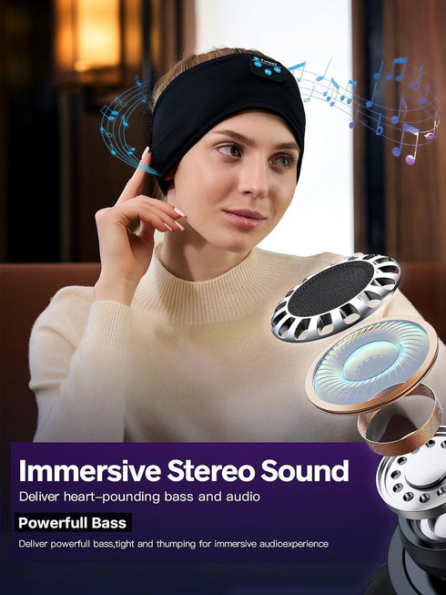 Wireless Headphones Headband for Sleeping, Bluetooth Sleep Headphones for Side Sleepers, Soft and Lightweight Eye Mask for Sleep, Ideal for Housew...
