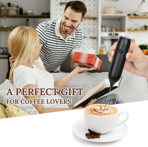 Milk Frother Handheld, Electric Foam Maker with Stainless Steel Whisk Rechargeable Frother Drink Mixer with USB-C Cable for Coffee, Lattes, Cappuc...
