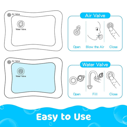 Tummy Time Water Mat with Squeakers, Baby Toys for Infants and Toddlers 3 6 9 Months, Baby Squeaky Toys, Senory Develop Toys...