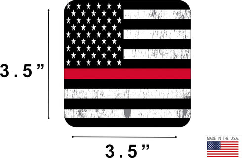 Rogue River Tactical Thin Red Line USA Flag Tattered Drink Coaster Set of 4 Gift for Firefighter Fire Department FD Home Kitchen Barware...