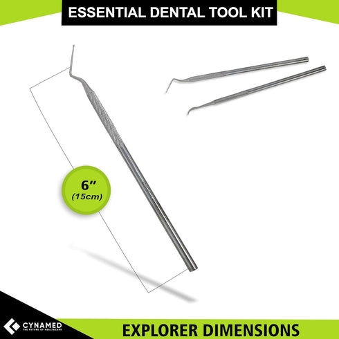 Cynamed Essential Dental Tool Kit Premium Stainless Steel Pick Oral Care Kit Hygiene Tooth Scraper Tartar Dental Scaler Tweezers Mouth Mirror for ...