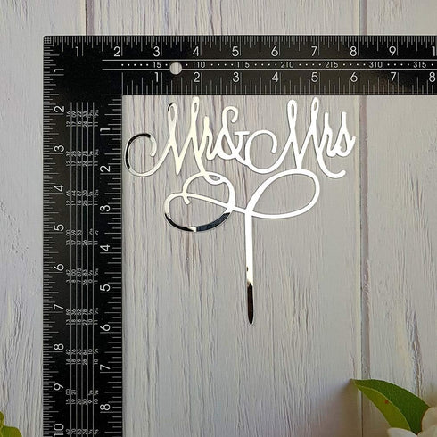 Mr and Mrs Cake Topper, Bride And Groom Sign Wedding Engagement Cake Toppers Decorations (Mirror Silvery Acrylic)...