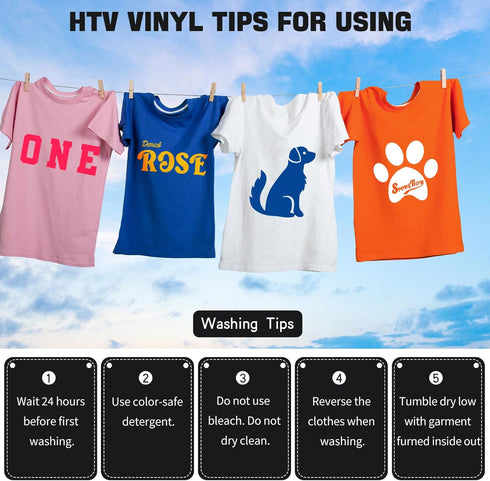Heat Transfer Vinyl for T-Shirts,12" x 10ft White HTV Vinyl Rolls - Iron on Vinyl Compatible for All Cutting Machine, Easy to Cut & Weed for DIY H...