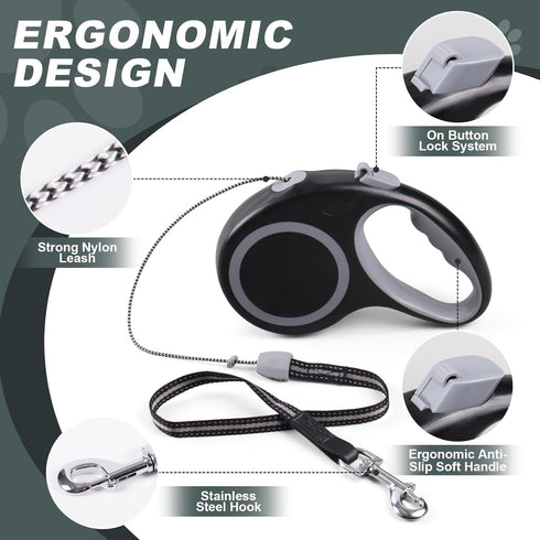 Retractable Dog Leash, 20 FT Dog Walking Leash for Small/Medium Dog or Cat up to 44 lbs, Strong Nylon Cord, Tangle Free, One-Hand Brake...